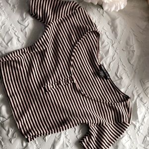 Pink and black striped crop top (LIKE NEW)